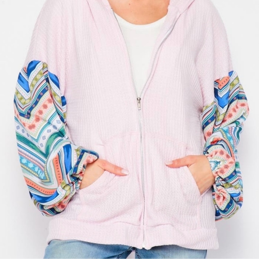 NWT Baea Thermal Knit Zip Up Hooded Hoodie size S